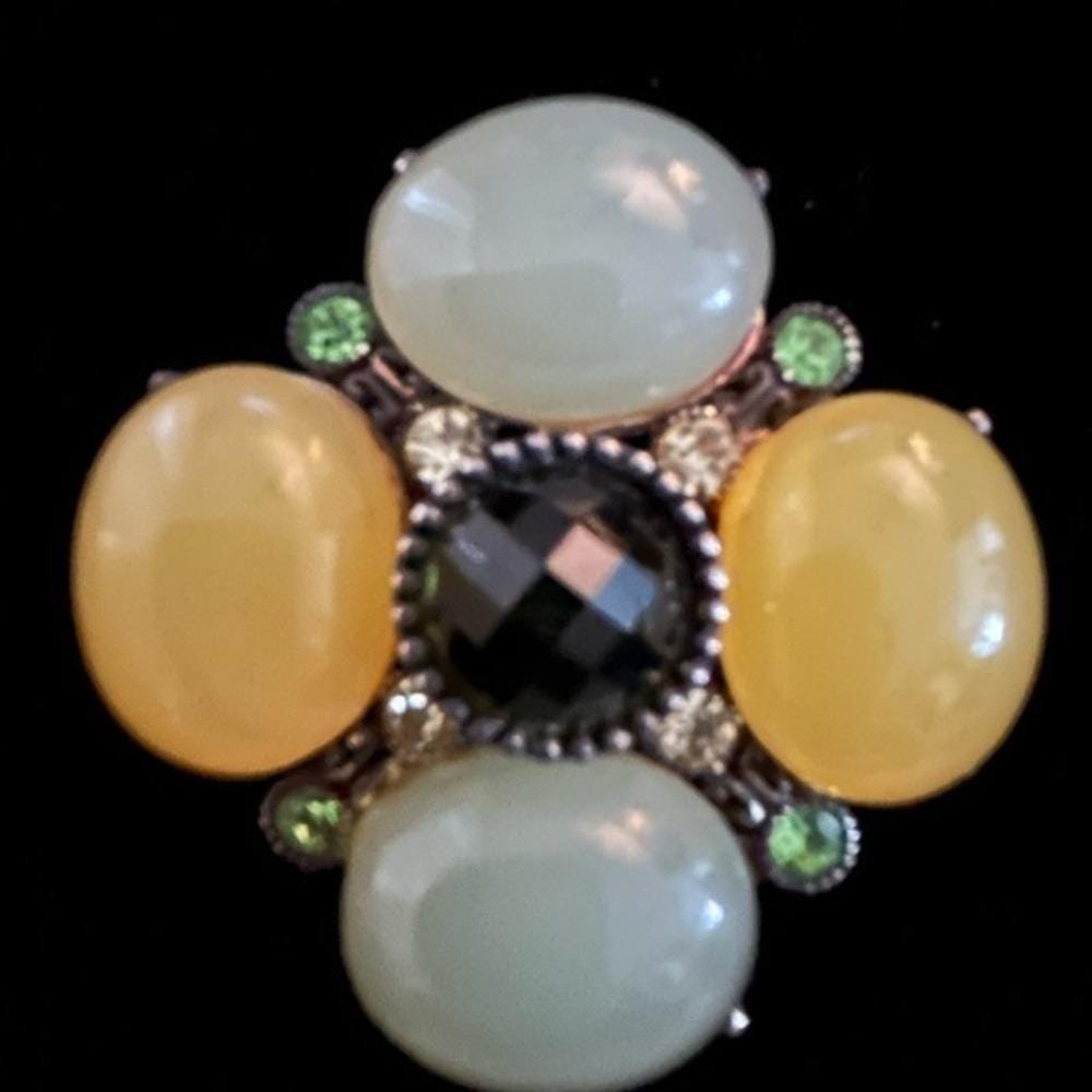 Cabochon And Rhinestone Brooch Or Necklace - Picture 3 of 5